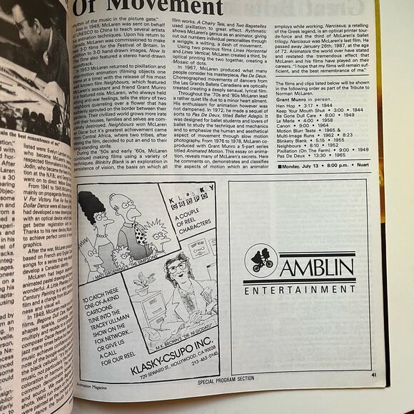 Animation Magazine #1 1987 - 1st Appearance Simpsons Rare HTF Vintage Grail - Picture 13 of 14